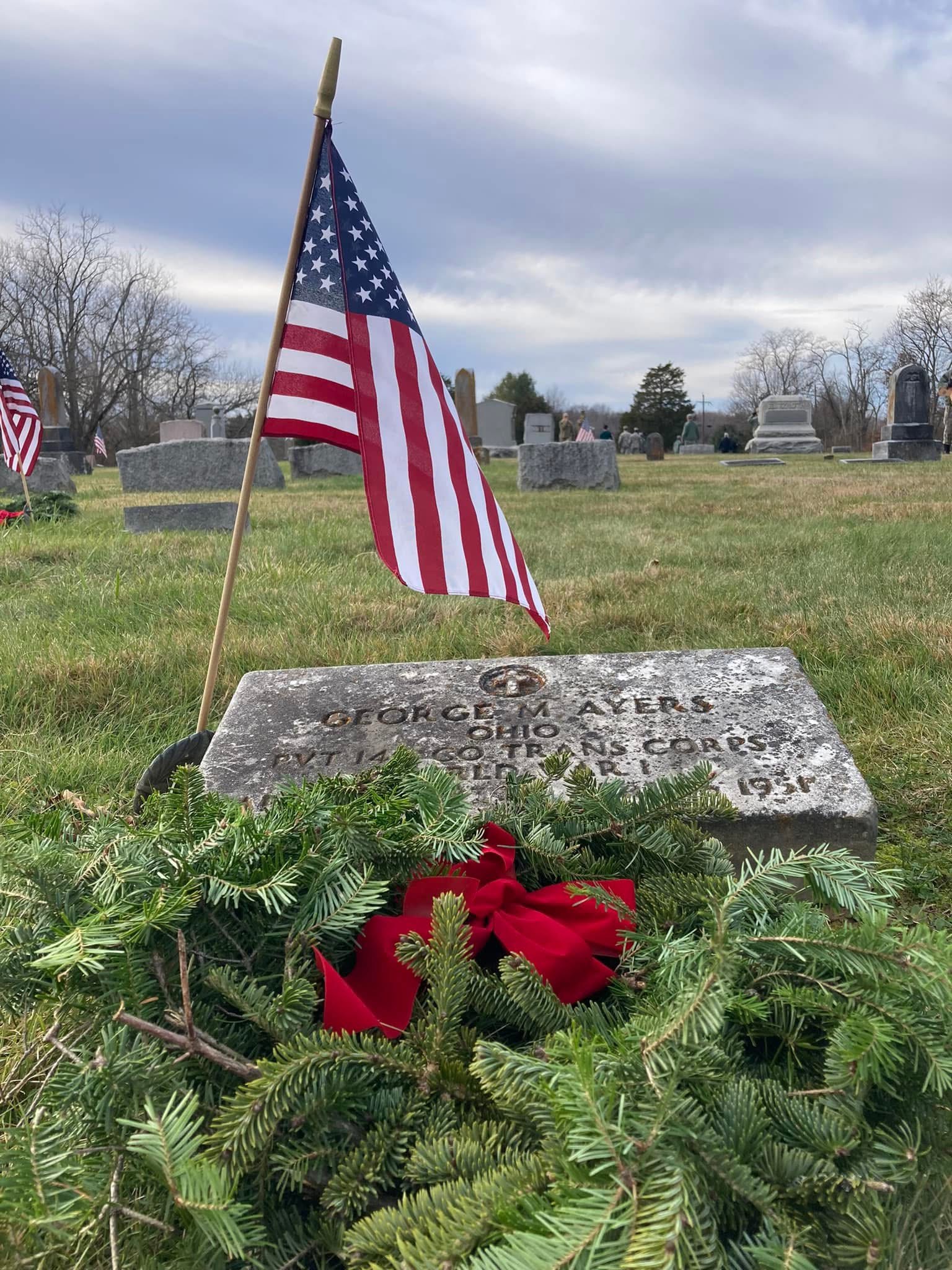 Wreath on headstone